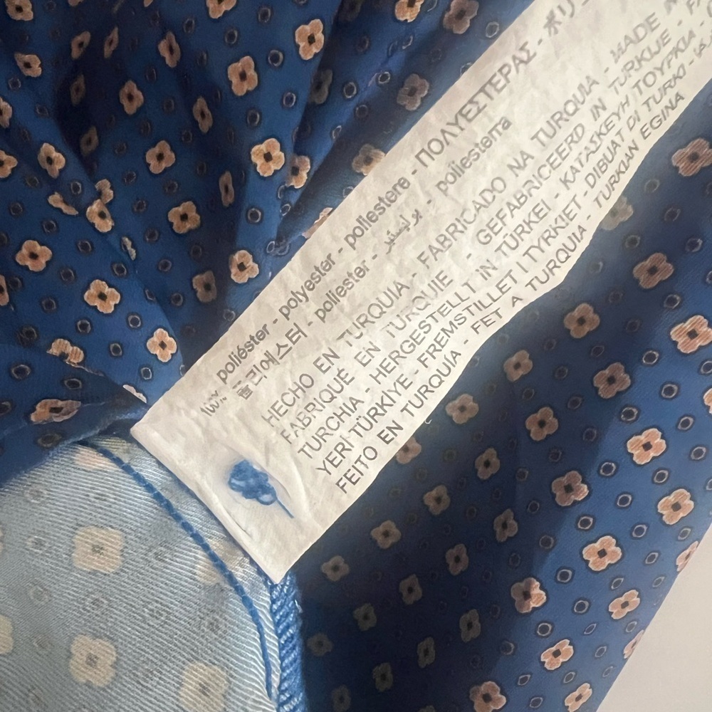 Zara Blue Boxy Satin Button Down Shirt with Notched Collar Size Large - Picture 10 of 10